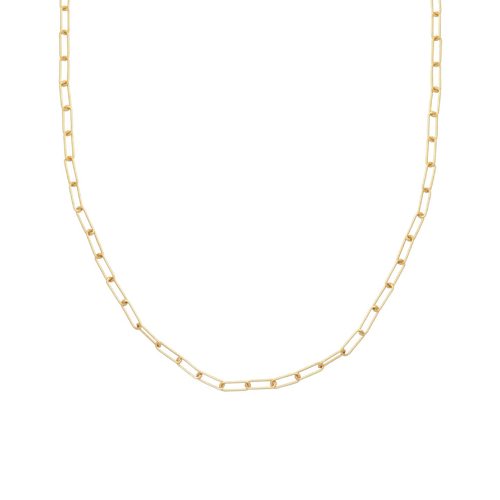 Mini Paperclip chain with Black Lion in Yellow Gold