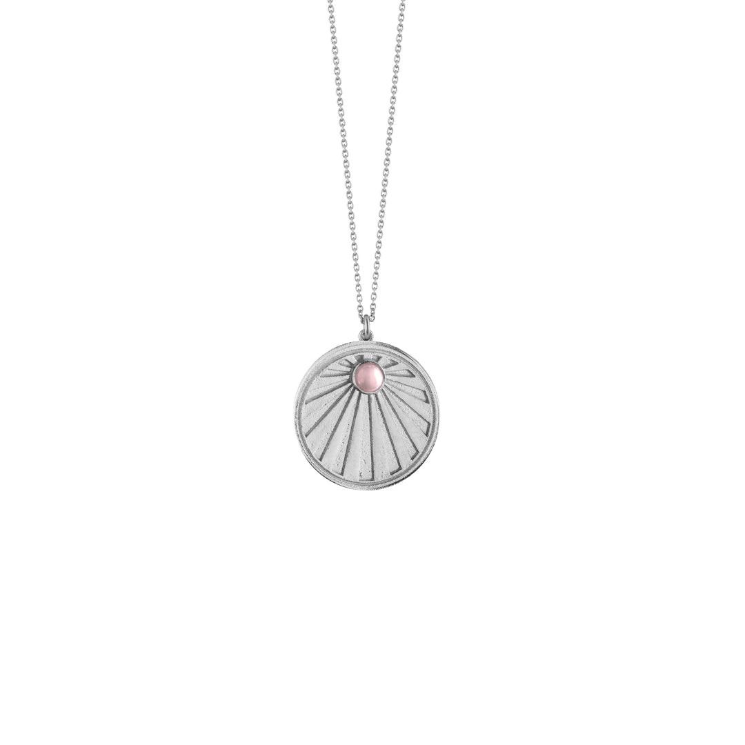 Pink Opal Sunset pendant, silver