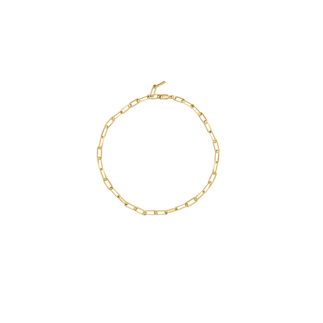 Mini Paperclip Chain  Bracelet in Solid Gold