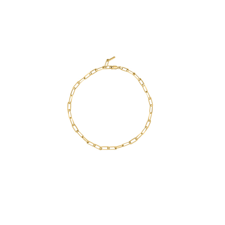 Mini Paperclip chain  bracelet in Yellow Gold