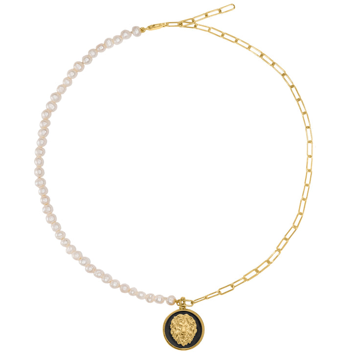 Black Lion Charm in Yellow Gold