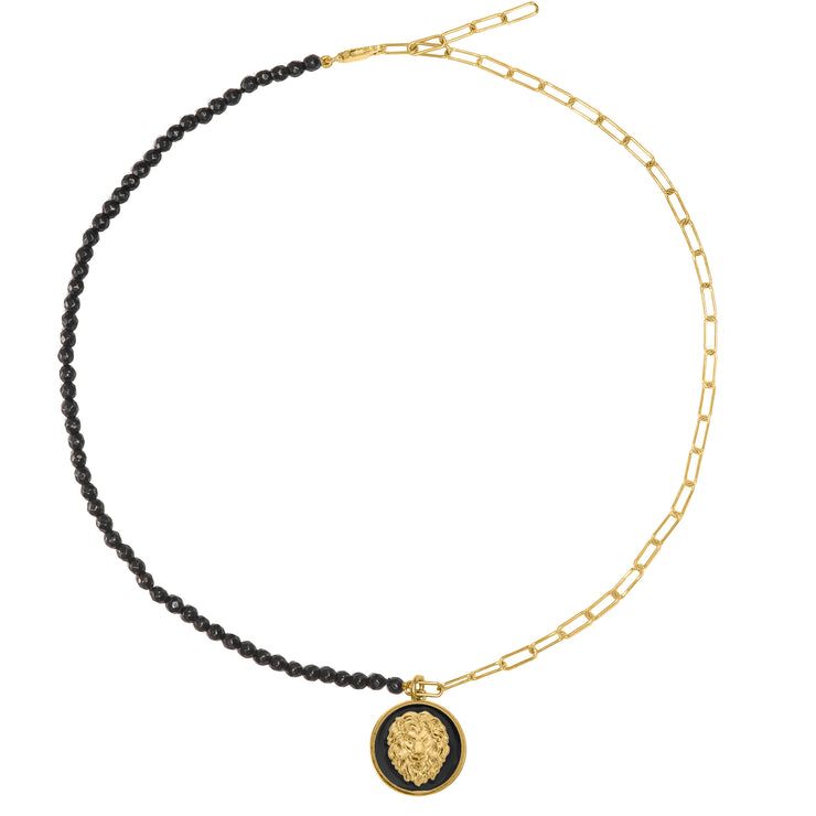 Black Lion Charm in Yellow Gold