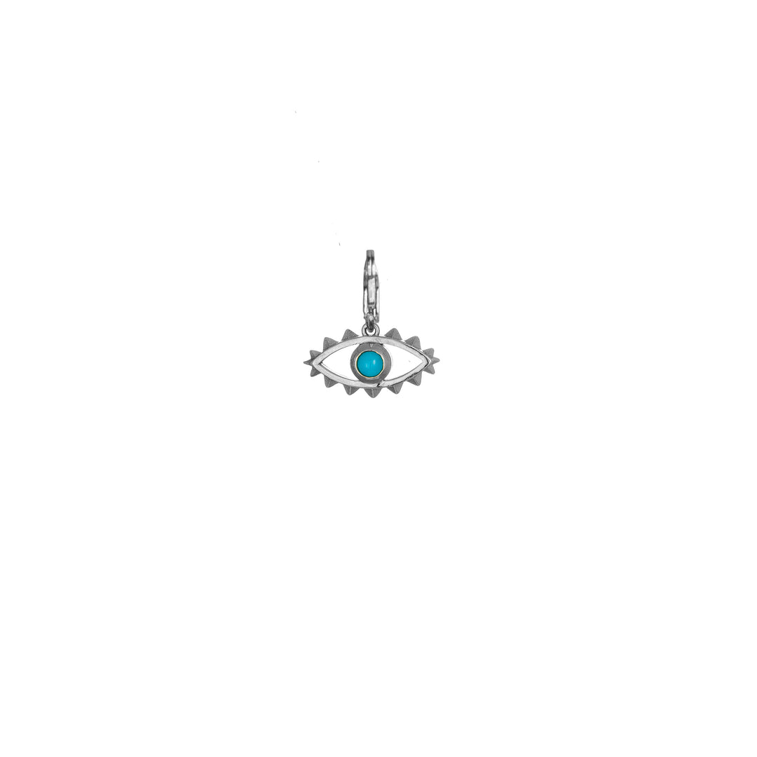 Turquoise Eye Charm in Sterling Silver