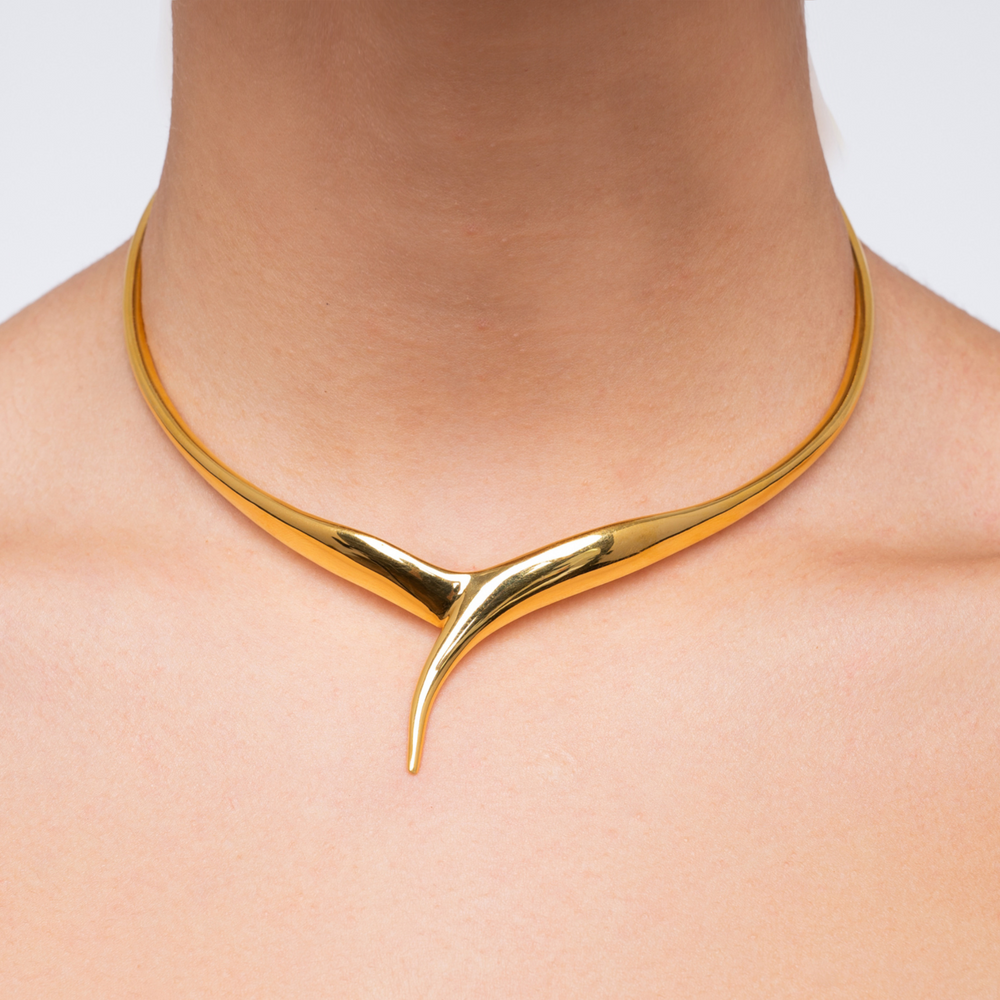 Haniotis Hellas_Eternal Waves_Harmony necklace_choker_- Harmony choker - Aegean-inspired jewelry - Statement choker necklace - Greek mythology inspired accessories - 14K Gold choker - Elegant chunky necklace - Matching jewelry set - Timeless design choker - Ethically sourced materials