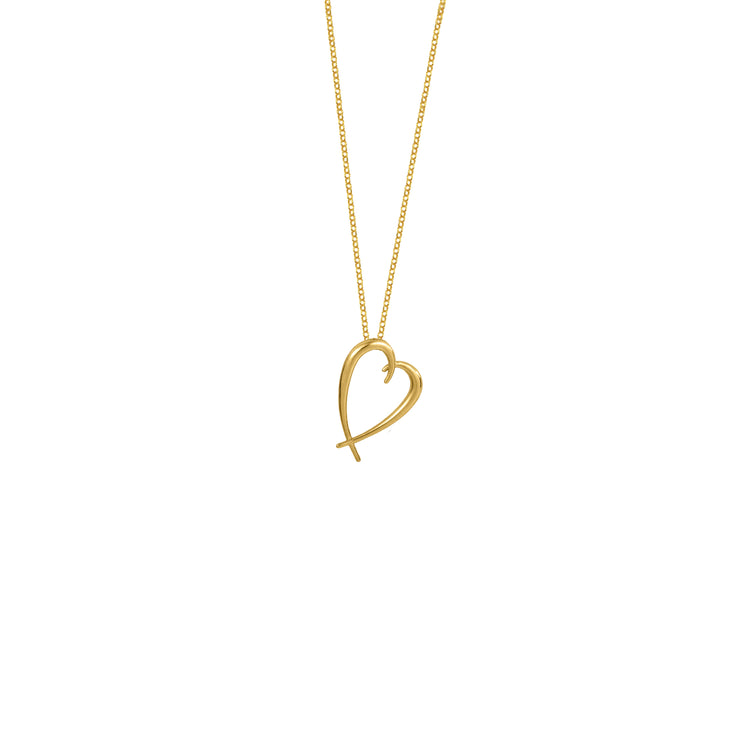Wave mini Heart Necklace in Yellow Gold