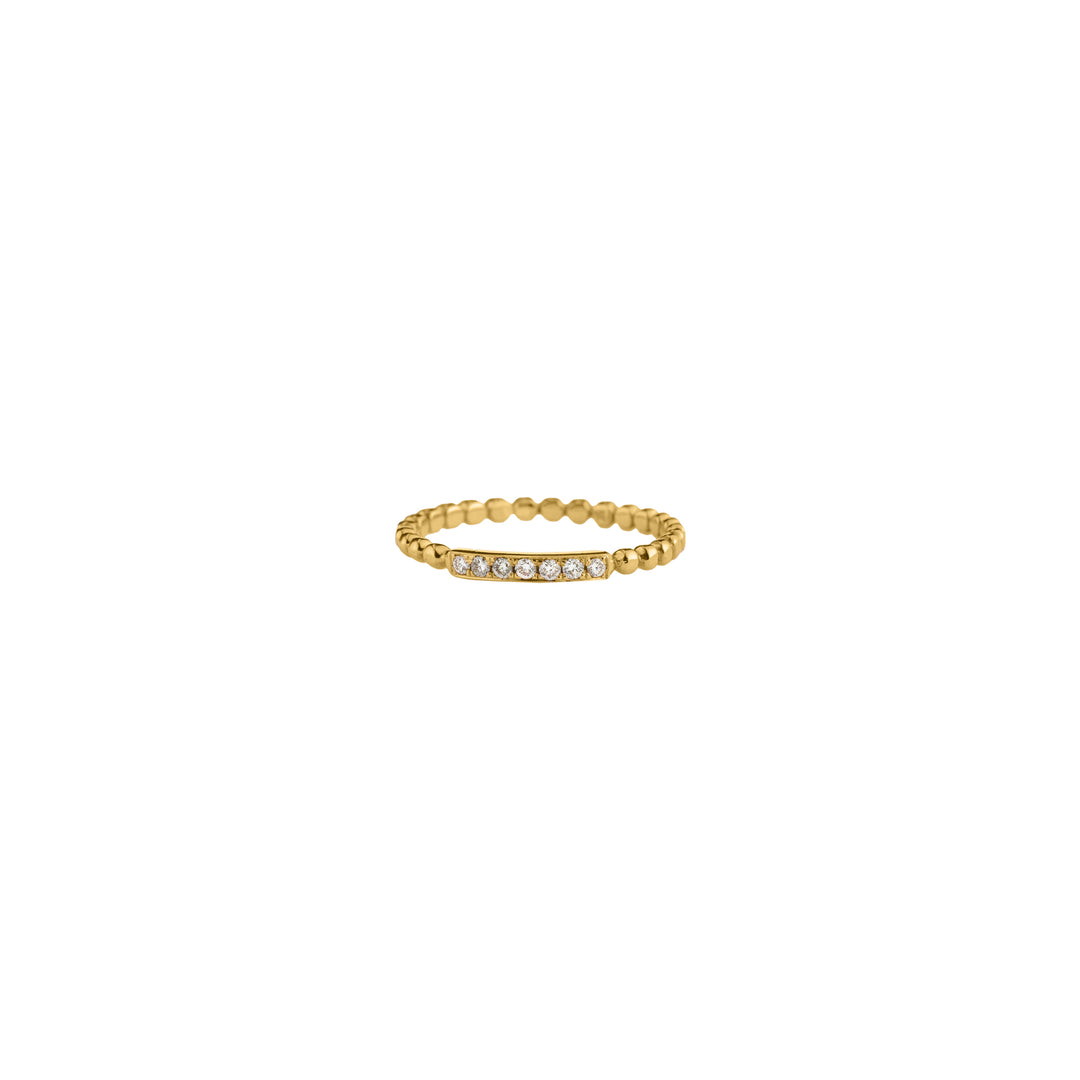 Dot Ring with White Diamonds in Yellow Gold