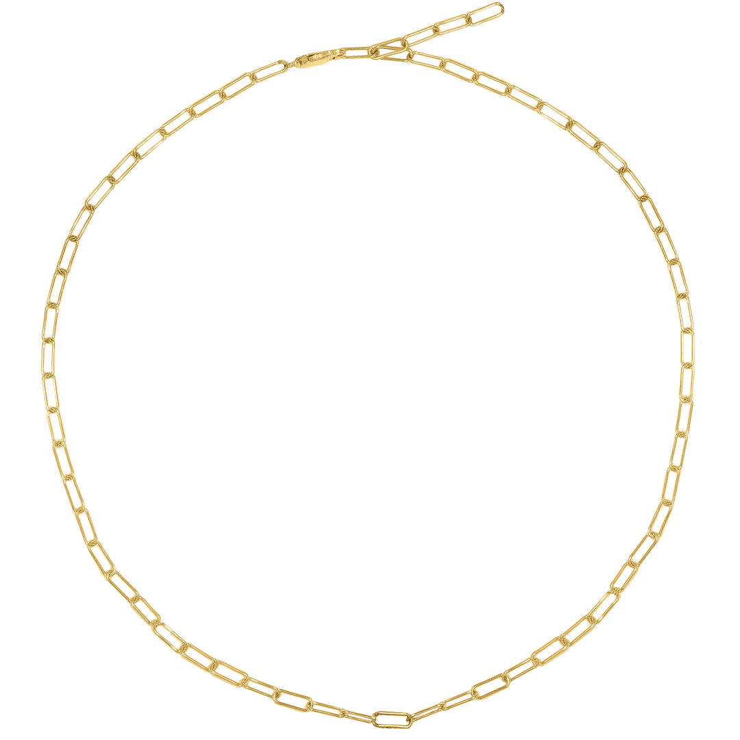 Mini paperclip chain in Solid Gold