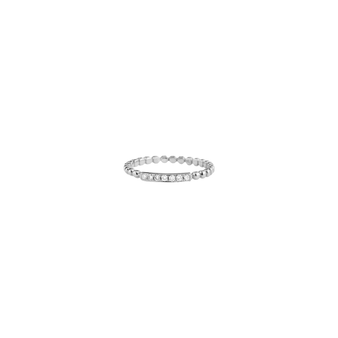 Dot Ring with pave Diamonds in White gold