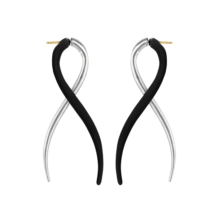Cleone Earrings with Black Enamel in Sterling Silver
