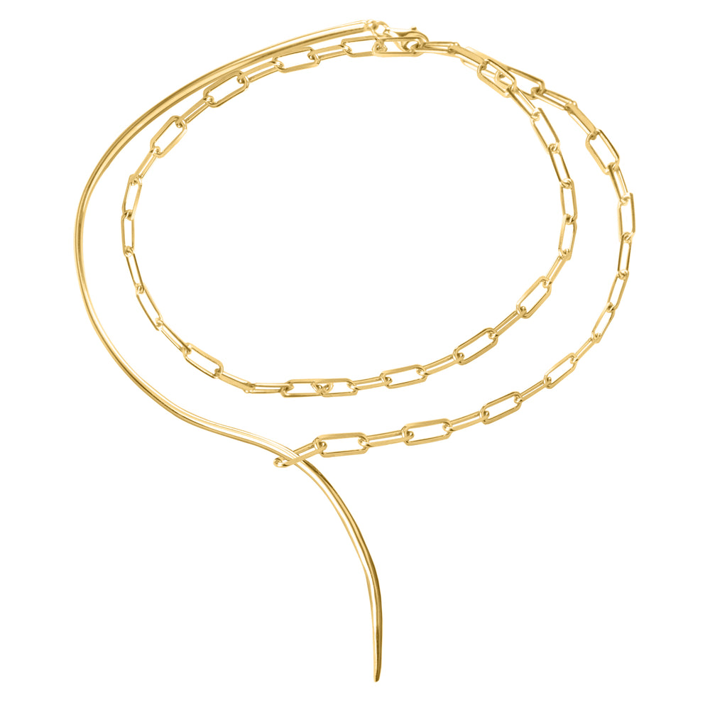 Haniotis Hellas_Paperclip chain_gold - Choker necklace - Greek mythology-inspired jewelry - Aegean Sea-inspired accessories - 14K gold necklace - Minimalist jewelry design - Adjustable length necklace - Ethically sourced materials - Lifetime guarantee jewelry - Elegance and sophistication - Timeless beauty