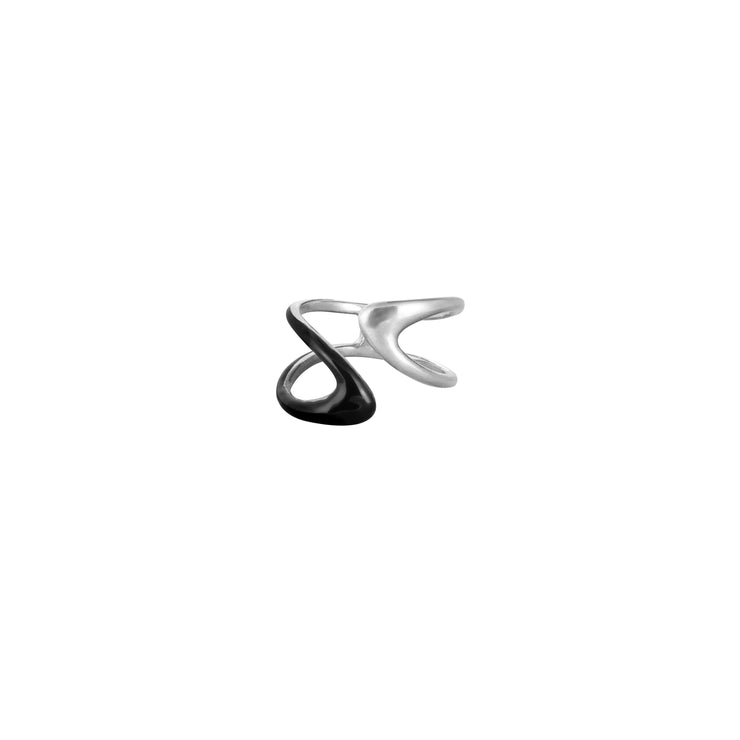 Aegean Ring with Black Enamel in Sterling Silver