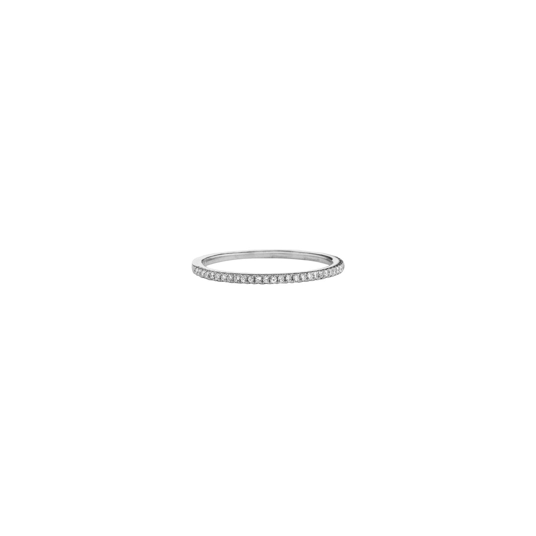 Half Eternity Ring with White Diamonds in White Gold
